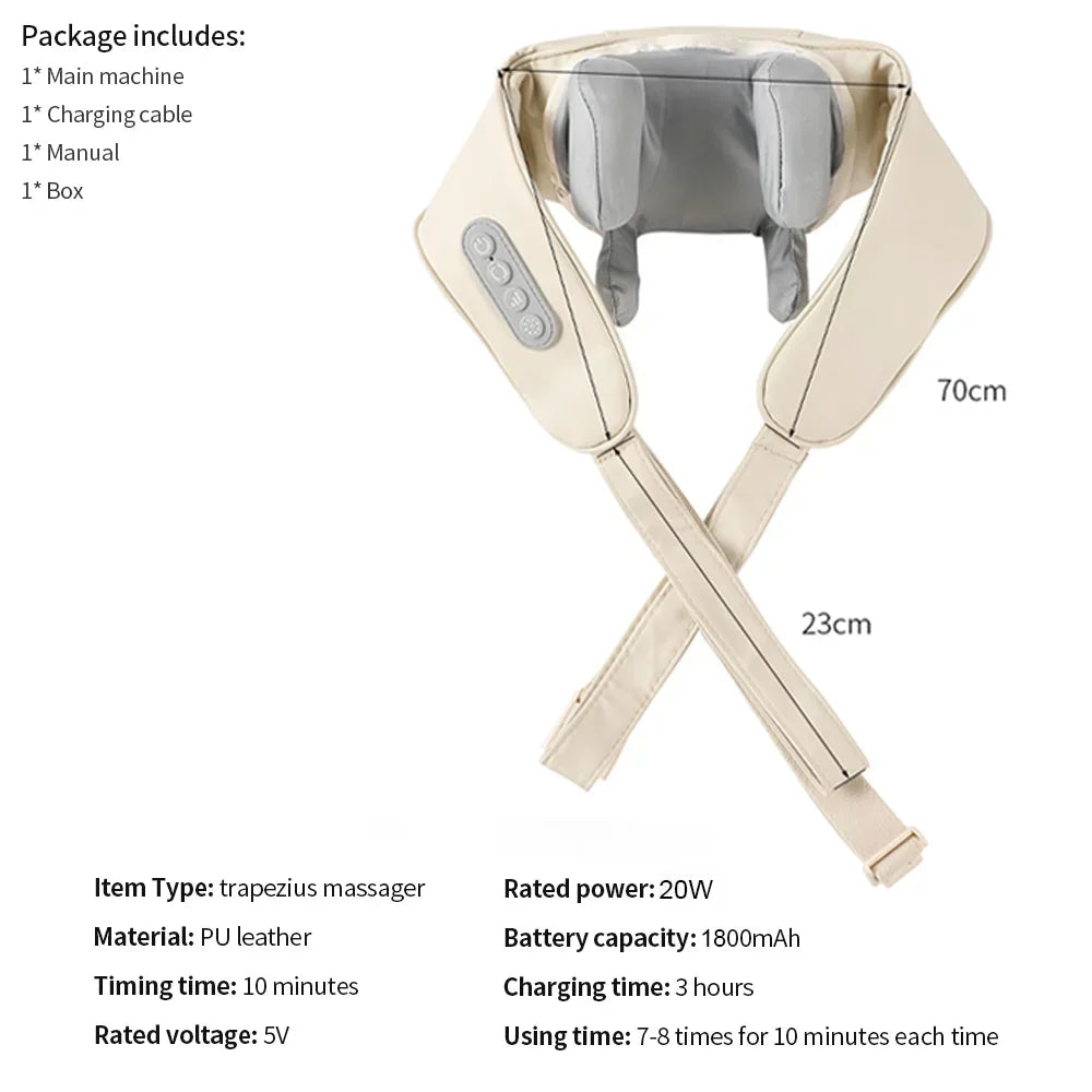 Rechargable Neck & Shoulder Massager – Deep Tissue Relief with Heat Therapy