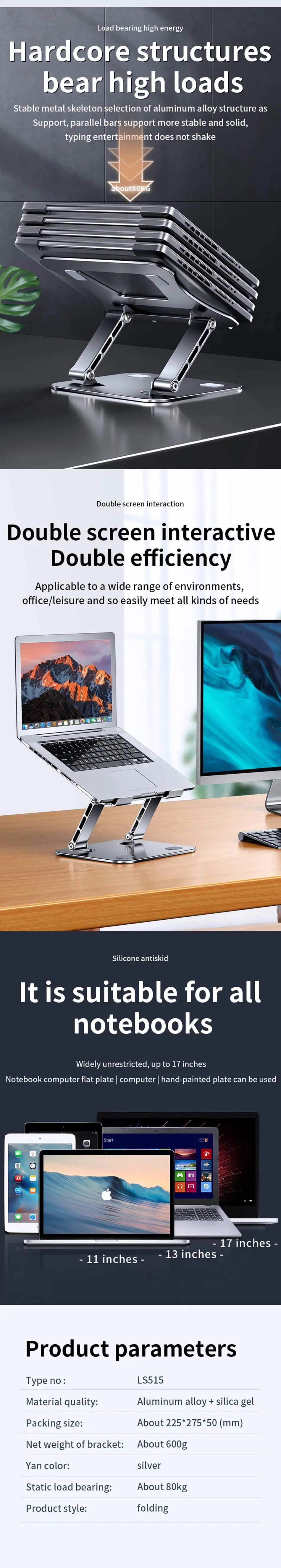 Aluminum Alloy Laptop Stand – Foldable & Sturdy