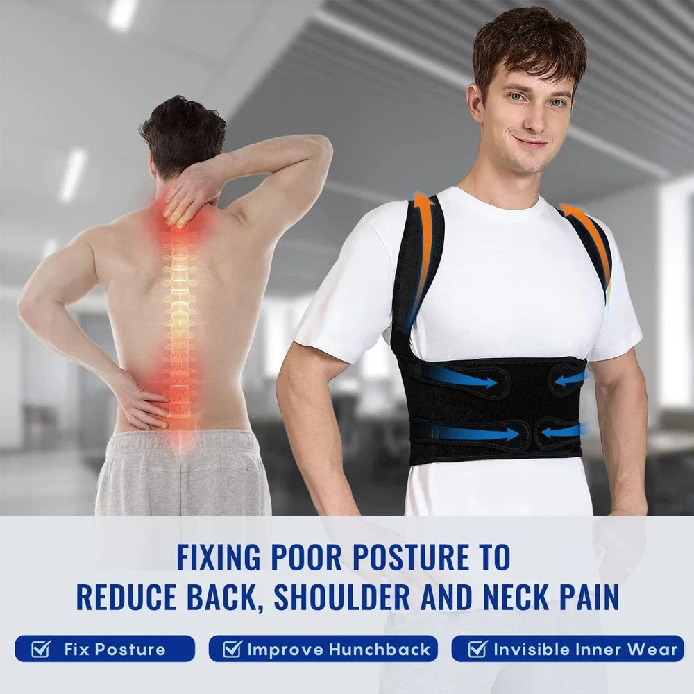 Posture Corrector Brace for Men & Women – Back Support for Remote Workers, Scoliosis & Hunchback Relief